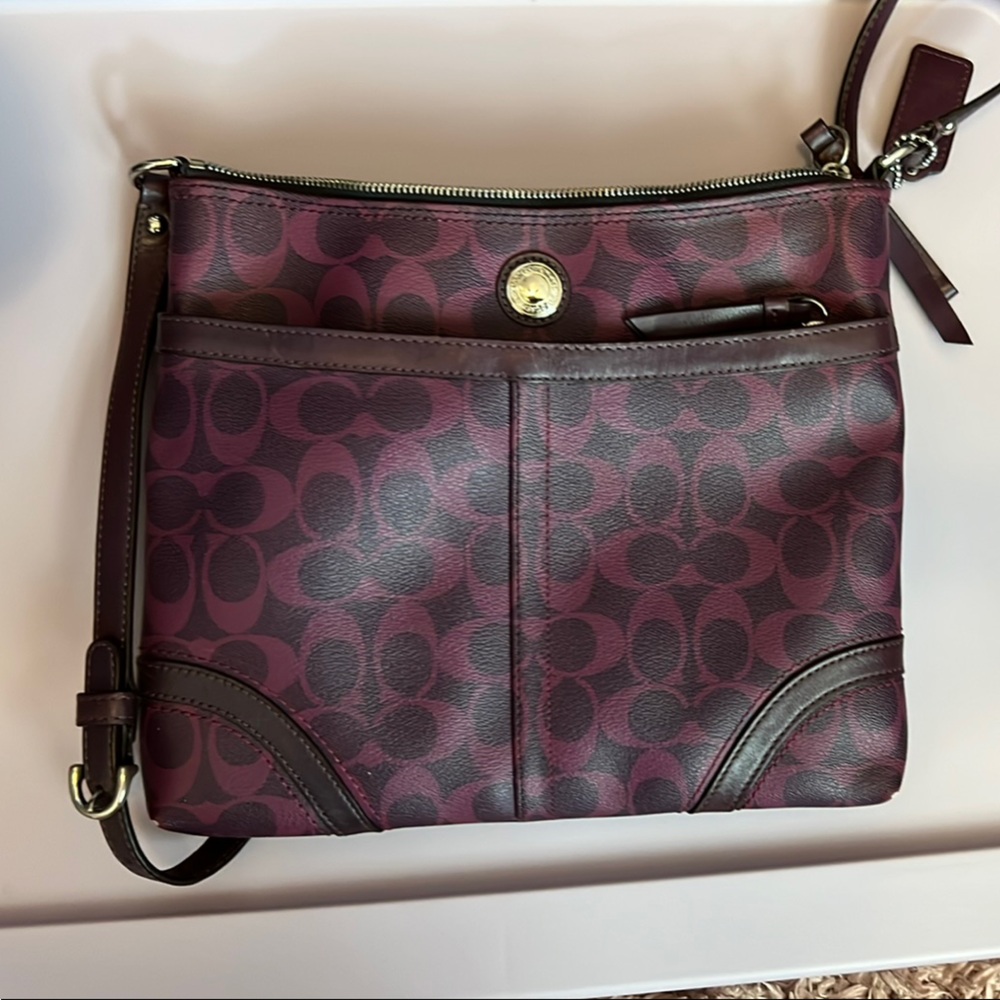 Coach Plum and Brown Crossbody Bag